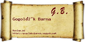 Gogolák Barna névjegykártya